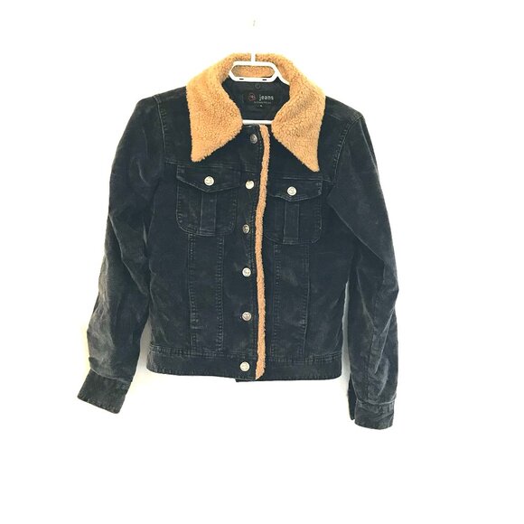 Y2K VTG Retro Corduroy quilted navy jacket women S sherpa country western boho - Picture 2 of 12